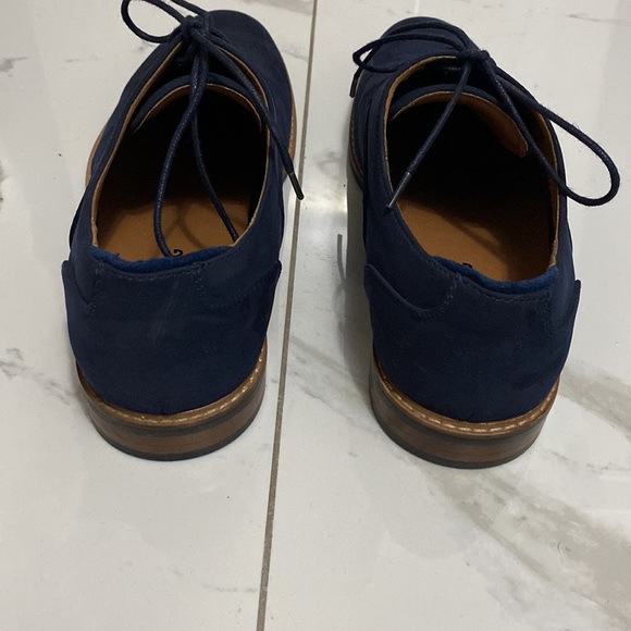 Mens Navy Blue Sueded shoes with shoe lace - Picture 2 of 5